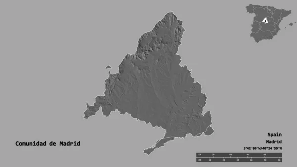 Forma Comunidade Madrid Comunidade Autónoma Espanha Com Sua Capital Isolada — Fotografia de Stock
