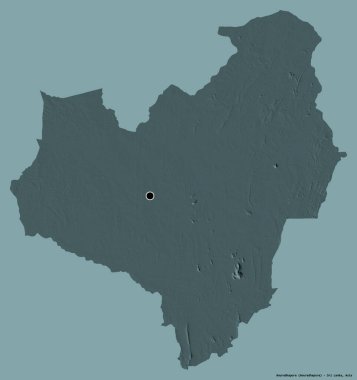 Sri Lanka 'nın Anuradhapura ilçesi, başkenti katı renk arkaplanı ile izole edilmiştir. Renkli yükseklik haritası. 3B görüntüleme