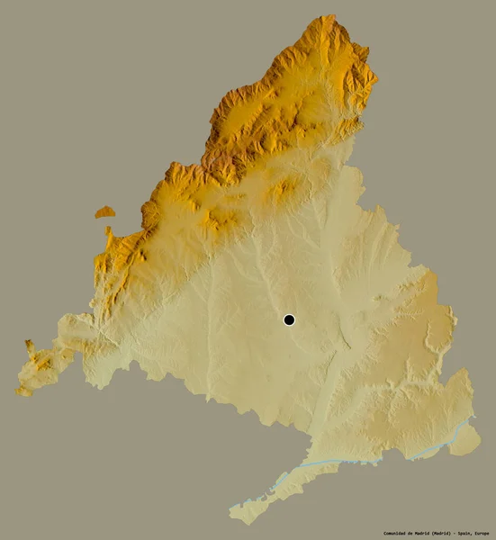 Forma Comunidad Madrid Comunidad Autónoma España Con Capital Aislada Sobre —  Fotos de Stock