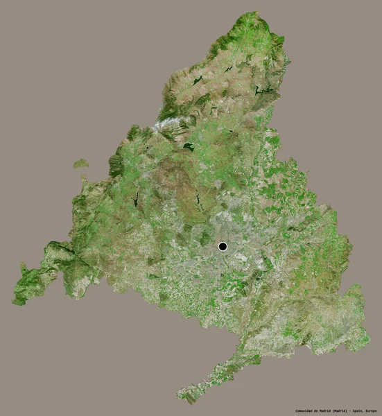 歴史の形マドリード スペインの自治体 その首都は 固体色の背景に隔離されました 衛星画像 3Dレンダリング — ストック写真