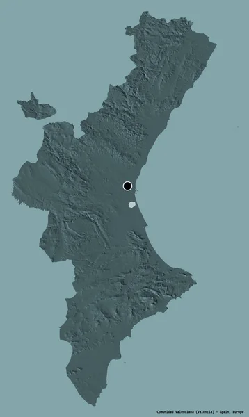 Forma Comunidad Valenciana Comunidad Autónoma España Con Capital Aislada Sobre —  Fotos de Stock