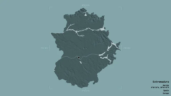 Zona Extremadura Comunidad Autónoma España Aislada Sobre Fondo Sólido Una —  Fotos de Stock