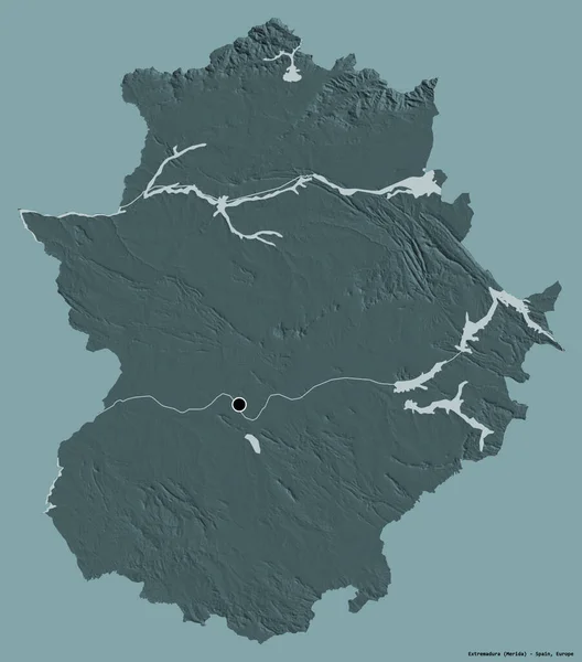 Extremadura Nın Şekli Spanya Nın Özerk Topluluğu Başkenti Katı Bir — Stok fotoğraf