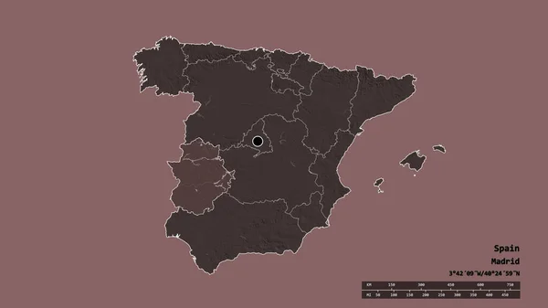 Forma Desnaturalizada España Con Capital Principal División Regional Zona Separada — Foto de Stock