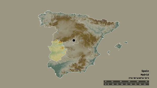 Forma Desnaturalizada España Con Capital Principal División Regional Zona Separada —  Fotos de Stock