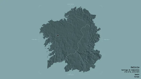 Район Галисии Автономное Сообщество Испании Изолирован Солидном Фоне Геометрической Коробке — стоковое фото