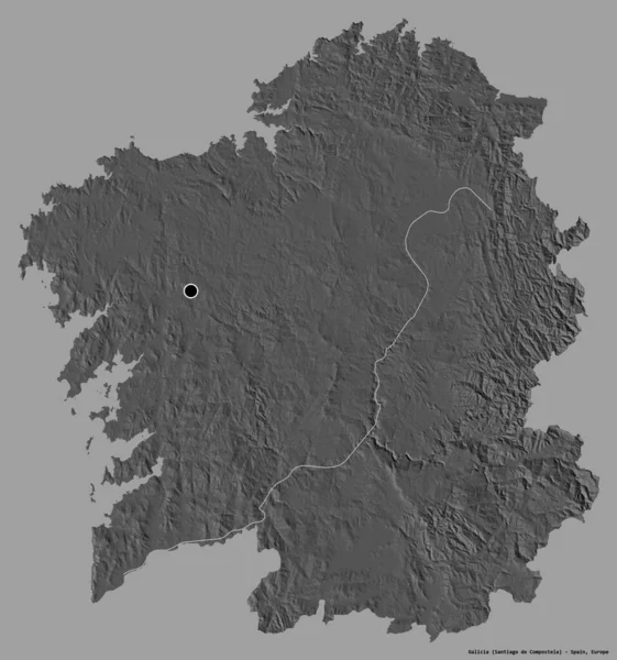 Forma Galiza Comunidade Autônoma Espanha Com Sua Capital Isolada Fundo — Fotografia de Stock