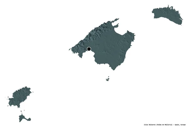 Forma Islas Baleares Comunidade Autônoma Espanha Com Sua Capital Isolada — Fotografia de Stock