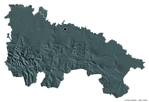 Форма Риохи Автономного Сообщества Испании Столицей Изолированной Белом Фоне Цветная — стоковое фото