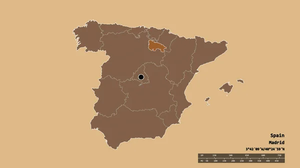 Forma Desnaturalizada España Con Capital Principal División Regional Zona Separada —  Fotos de Stock