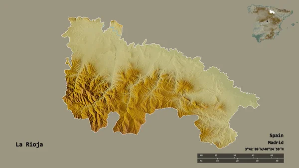 Form Rioja Autonoma Regionen Spanien Med Sin Huvudstad Isolerad Solid — Stockfoto