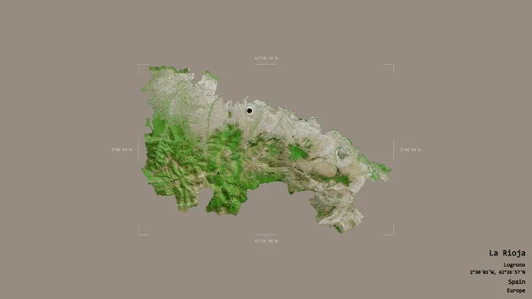 拉里奥哈地区 西班牙的自治社区 在一个地理参考方块中的坚实背景上被隔离 卫星图像 3D渲染 — 图库照片