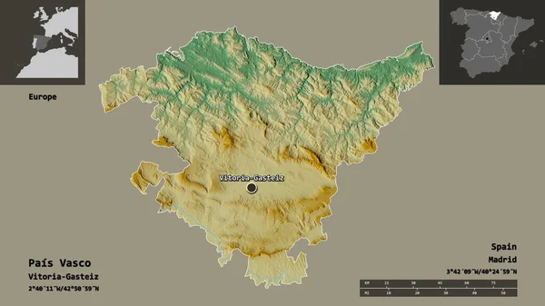 Forma Del País Vasco Comunidad Autónoma España Capital Escala Distancia — Foto de Stock