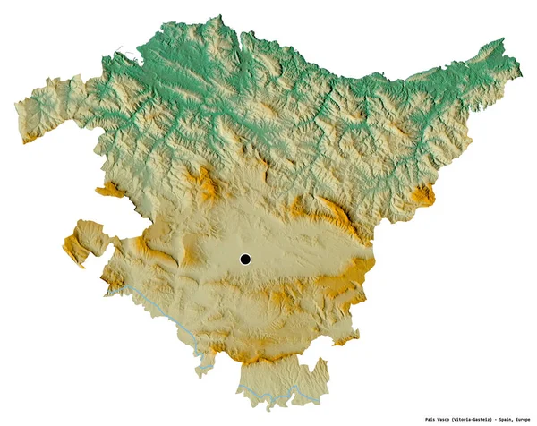 スペインの自治体であるパイス ヴァスコの形で その首都は白い背景に孤立しています 地形図 3Dレンダリング — ストック写真