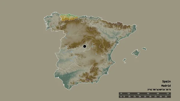 Desaturatie Van Spanje Met Zijn Hoofdstad Belangrijkste Regionale Divisie Het — Stockfoto