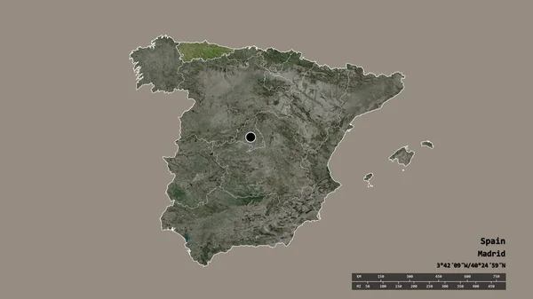 Forme Dénaturée Espagne Avec Capitale Principale Division Régionale Région Séparée — Photo