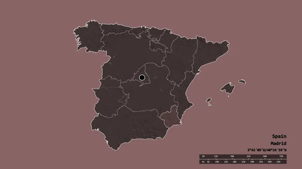 Forma Desnaturalizada España Con Capital Principal División Regional Zona Separada — Foto de Stock