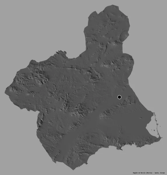 Forma Región Murcia Comunidad Autónoma España Con Capital Aislado Sobre — Foto de Stock