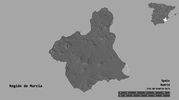 Forma Región Murcia Comunidad Autónoma España Con Capital Aislado Sobre —  Fotos de Stock