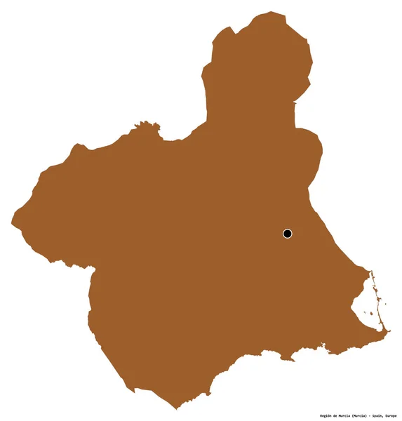 Forma Región Murcia Comunidad Autónoma España Con Capital Aislada Sobre — Foto de Stock