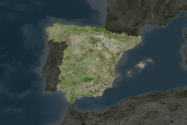 Tvar Španělska Oddělený Odvodňováním Sousedních Oblastí Satelitní Snímky Vykreslování — Stock fotografie
