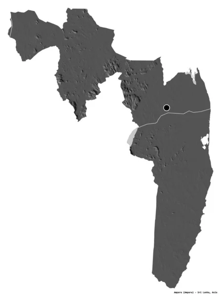 Form Ampara Distriktet Sri Lanka Med Huvudstaden Isolerad Vit Bakgrund — Stockfoto
