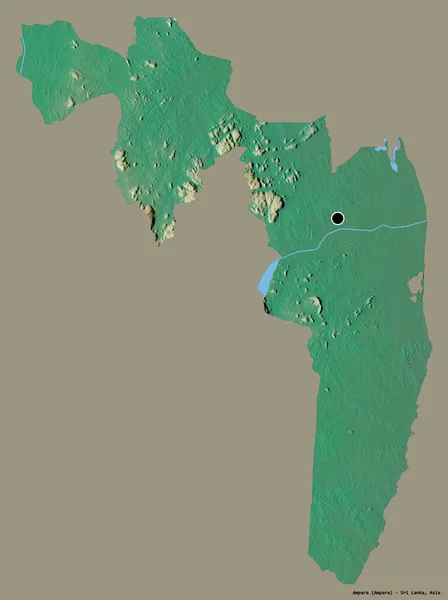 Kształt Ampara Dystrykt Sri Lanki Stolicą Odizolowaną Solidnym Tle Kolorystycznym — Zdjęcie stockowe