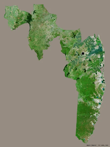 斯里兰卡安帕拉区的形状 其首都被隔离在一个纯色的背景上 卫星图像 3D渲染 — 图库照片