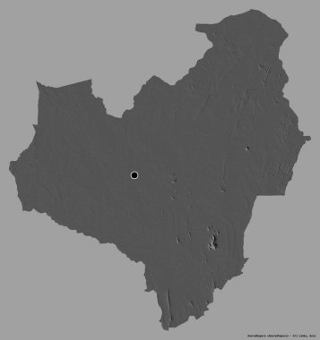 Sri Lanka 'nın Anuradhapura ilçesi, başkenti katı renk arkaplanı ile izole edilmiştir. Çift seviyeli yükseklik haritası. 3B görüntüleme