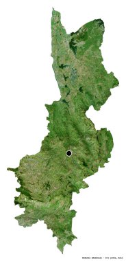 Sri Lanka 'nın Badulla ilçesi, başkenti beyaz arka planda izole edilmiştir. Uydu görüntüleri. 3B görüntüleme