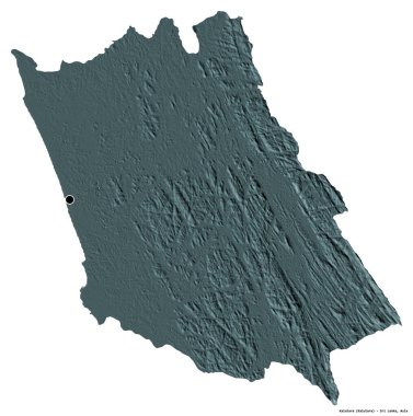 Sri Lanka 'nın Kalutara ilçesi, başkenti beyaz arka planda izole edilmiştir. Renkli yükseklik haritası. 3B görüntüleme