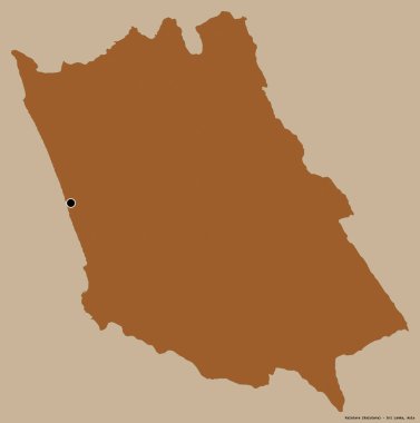 Sri Lanka 'nın Kalutara ilçesi, başkenti katı renk arkaplanı ile izole edilmiştir. Desenli dokuların bileşimi. 3B görüntüleme