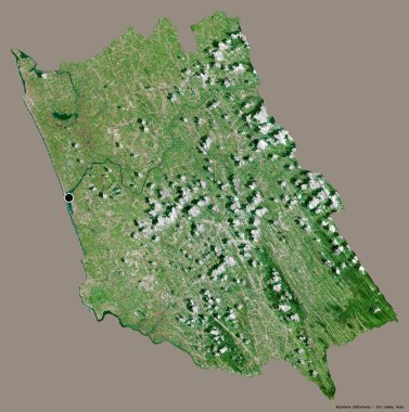 Sri Lanka 'nın Kalutara ilçesi, başkenti katı renk arkaplanı ile izole edilmiştir. Uydu görüntüleri. 3B görüntüleme