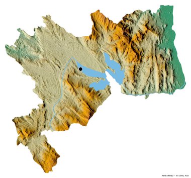 Kandy 'nin şekli, Sri Lanka bölgesi, başkenti beyaz arka planda izole edilmiş. Topografik yardım haritası. 3B görüntüleme