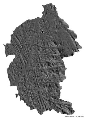 Sri Lanka 'nın Kegalle ilçesi, başkenti beyaz arka planda izole edilmiş. Çift seviyeli yükseklik haritası. 3B görüntüleme