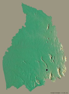 Sri Lanka 'nın Sri Lanka ilçesi Kurunegala' nın şekli, başkenti katı bir renk arkaplanı ile izole edilmiştir. Topografik yardım haritası. 3B görüntüleme