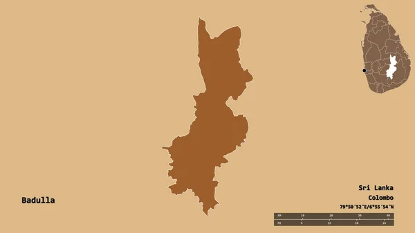 Form Von Badulla Distrikt Von Sri Lanka Mit Seiner Hauptstadt — Stockfoto