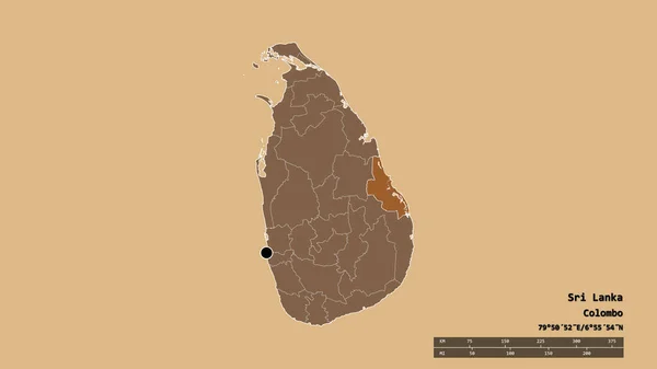 Die Ungesättigte Form Sri Lankas Mit Seiner Hauptstadt Der Wichtigsten — Stockfoto