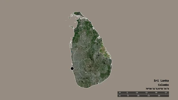 Zdesperowany Kształt Sri Lanki Jej Stolicą Głównym Oddziałem Regionalnym Wydzielonym — Zdjęcie stockowe