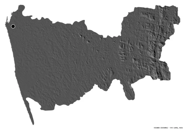 Form Colombo Distriktet Sri Lanka Med Huvudstaden Isolerad Vit Bakgrund — Stockfoto