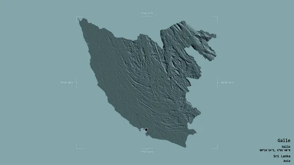 Oblast Galle Okres Srí Lanka Izolovaná Pevném Pozadí Georeferenčním Hraničním — Stock fotografie