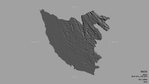 Obszar Galle Dystrykt Sri Lanki Odizolowany Solidnym Tle Georeferencyjnym Polu — Zdjęcie stockowe