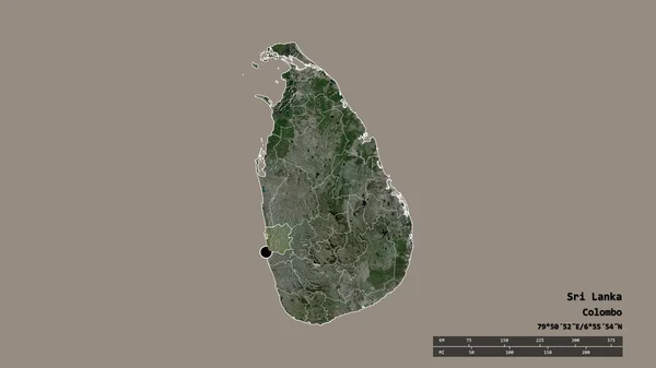 Forma Desnaturalizada Sri Lanka Con Capital División Regional Principal Zona — Foto de Stock