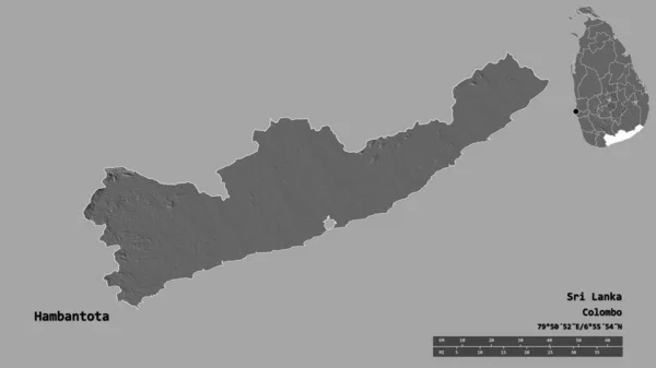 Forma Hambantota Distrito Sri Lanka Con Capital Aislada Sobre Fondo — Foto de Stock