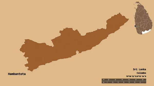 Forma Hambantota Distrito Sri Lanka Con Capital Aislada Sobre Fondo —  Fotos de Stock