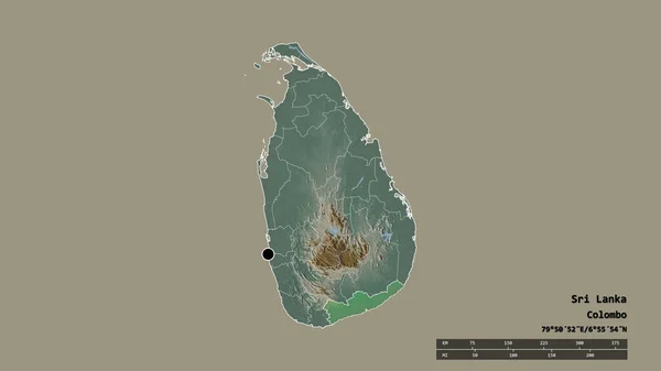 Desatureret Form Sri Lanka Med Sin Hovedstad Vigtigste Regionale Division - Stock-foto
