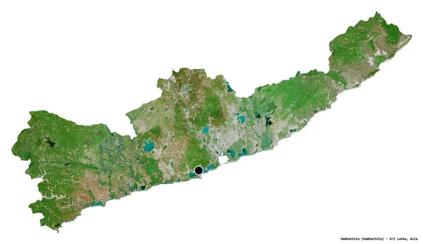 斯里兰卡Hambantota区的形状 其首都因白人背景而孤立 卫星图像 3D渲染 — 图库照片