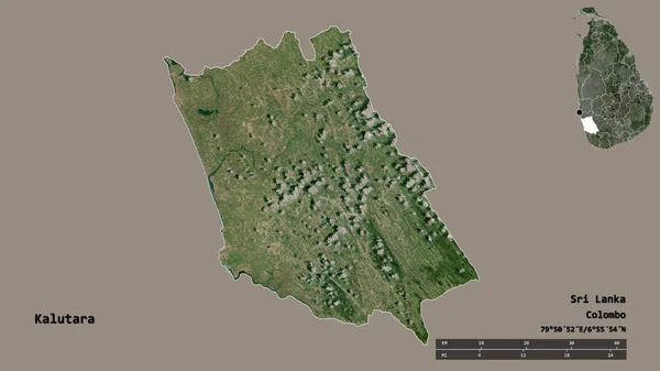 スリランカの地方のカルタラの形は その首都はしっかりとした背景に隔離されています 距離スケール リージョンプレビュー およびラベル 衛星画像 3Dレンダリング — ストック写真