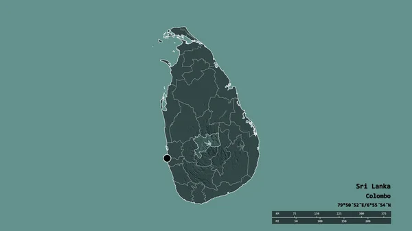 Forme Dénaturée Sri Lanka Avec Capitale Principale Division Régionale Région — Photo