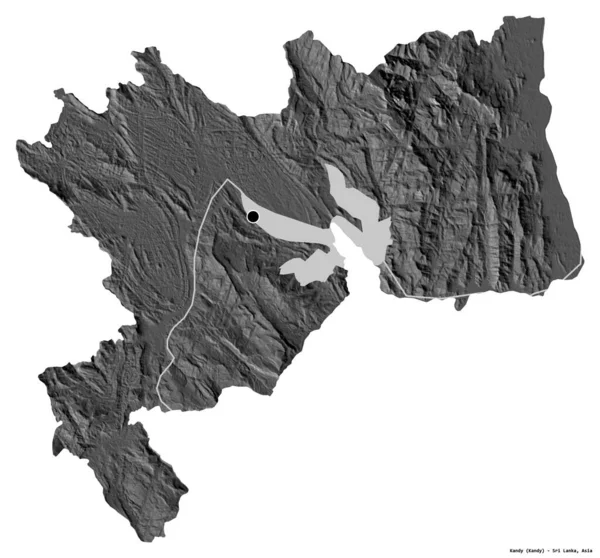 Forma Lui Kandy Districtul Sri Lanka Capitala Izolată Fundal Alb — Fotografie, imagine de stoc